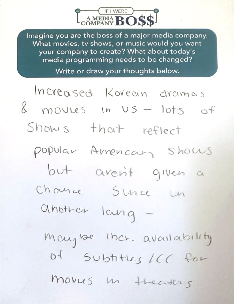 [Disclaimer: grammar left as authors intended] Increased Korean dramas & movies in US - lots of shows that reflect popular American shows but arent given a chance since in another lang - maybe …. Availability of subtitles … for movies in theaters