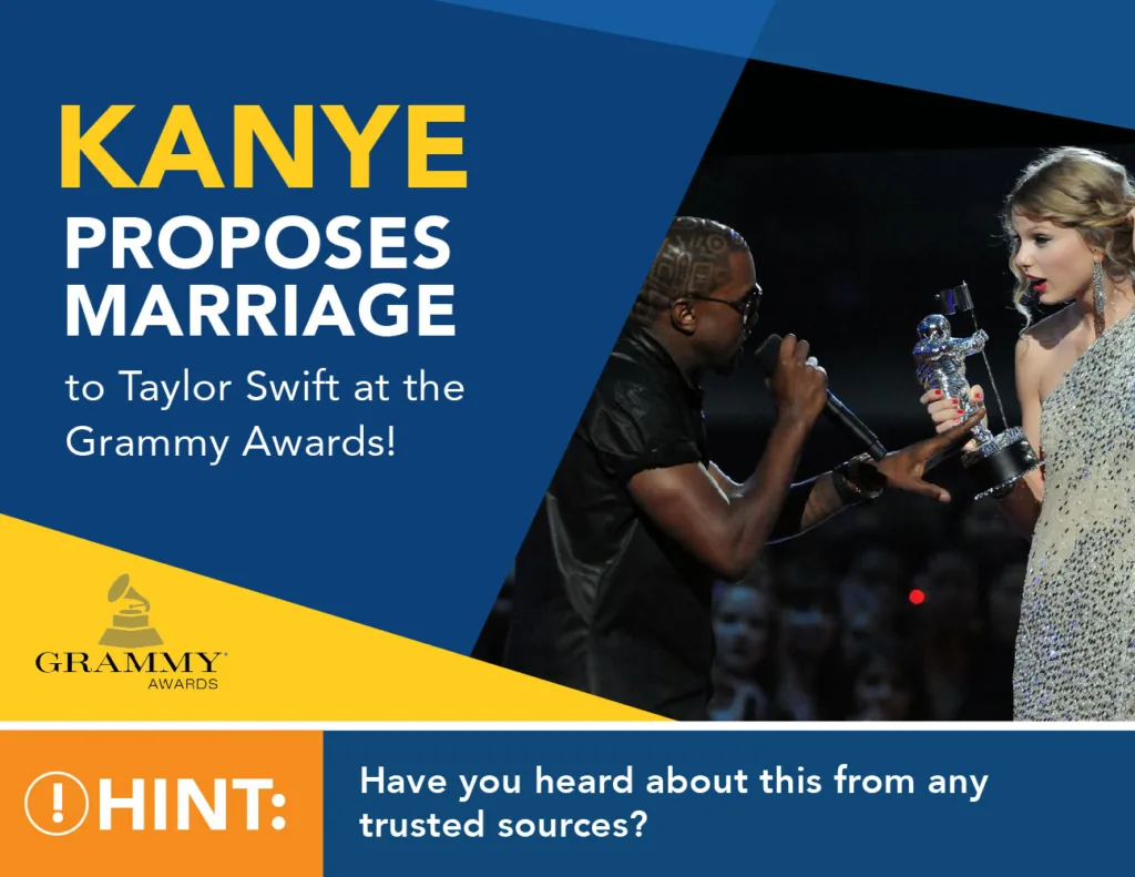 KANYE PROPOSES MARRIAGE to Taylor Swift at the Grammy Awards! Hint: Have you heard about this from any trusted sources?