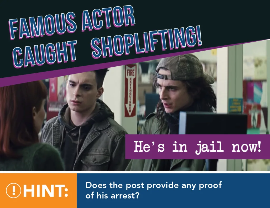 Famous Actor caught shoplifting! He's in jail now! Hint: Does the post provide any proof of his arrest?